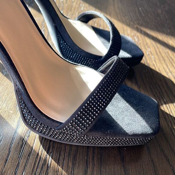 Nine West black rhinestone square toe stiletto heels, NWOT size 9.5 - Picture 3 of 9